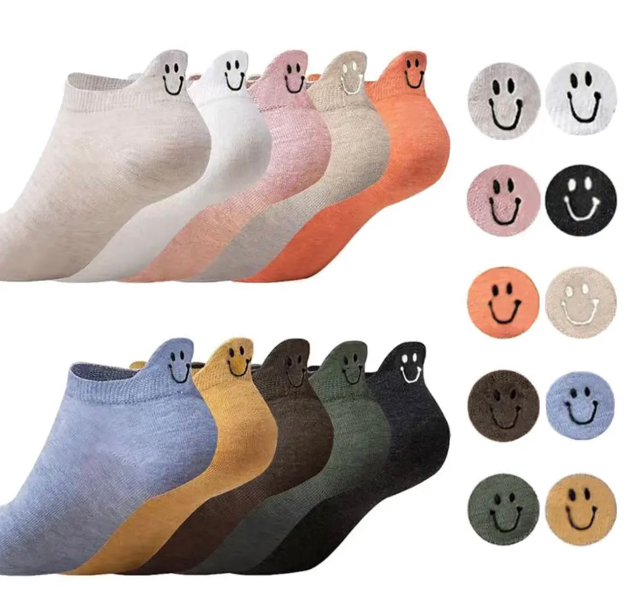 Adorable 10 Pair Smiley Socks