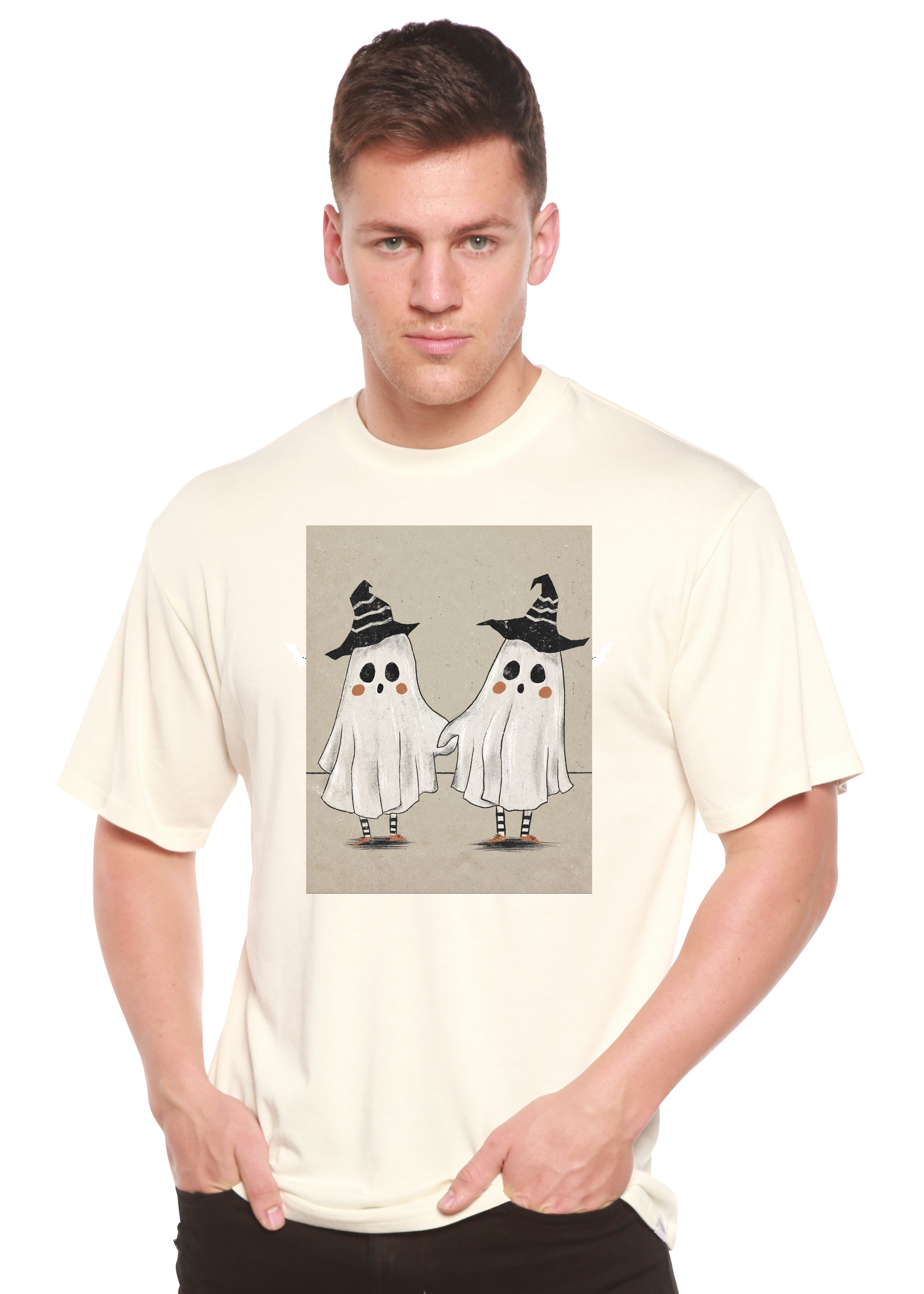 Cute Ghost Men's Bamboo Viscose/Organic Cotton Short Sleeve Graphic T-Shirt