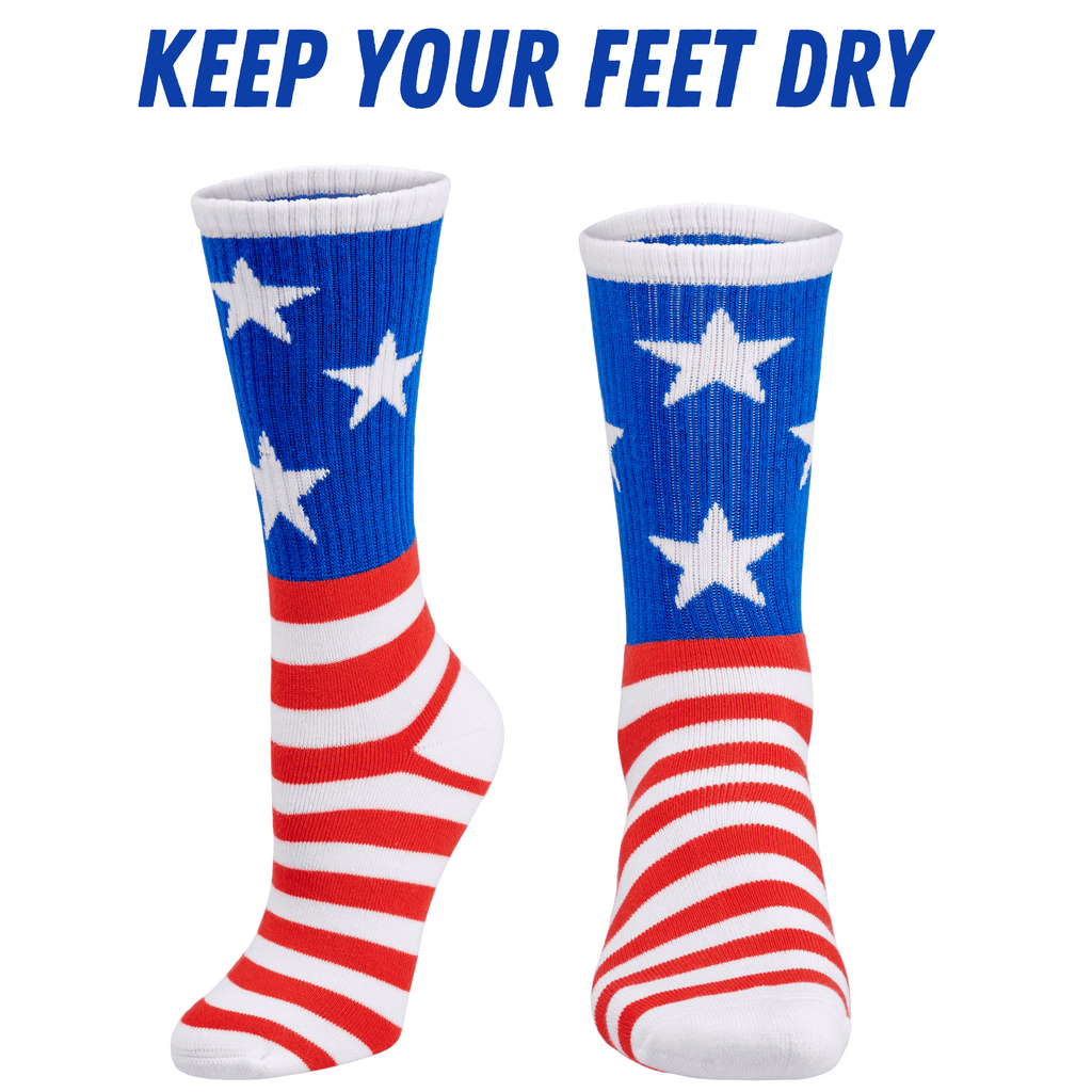 Premium Bamboo Rayon Crew Red White and Blue Flag Socks - Gift Box 3 Pair