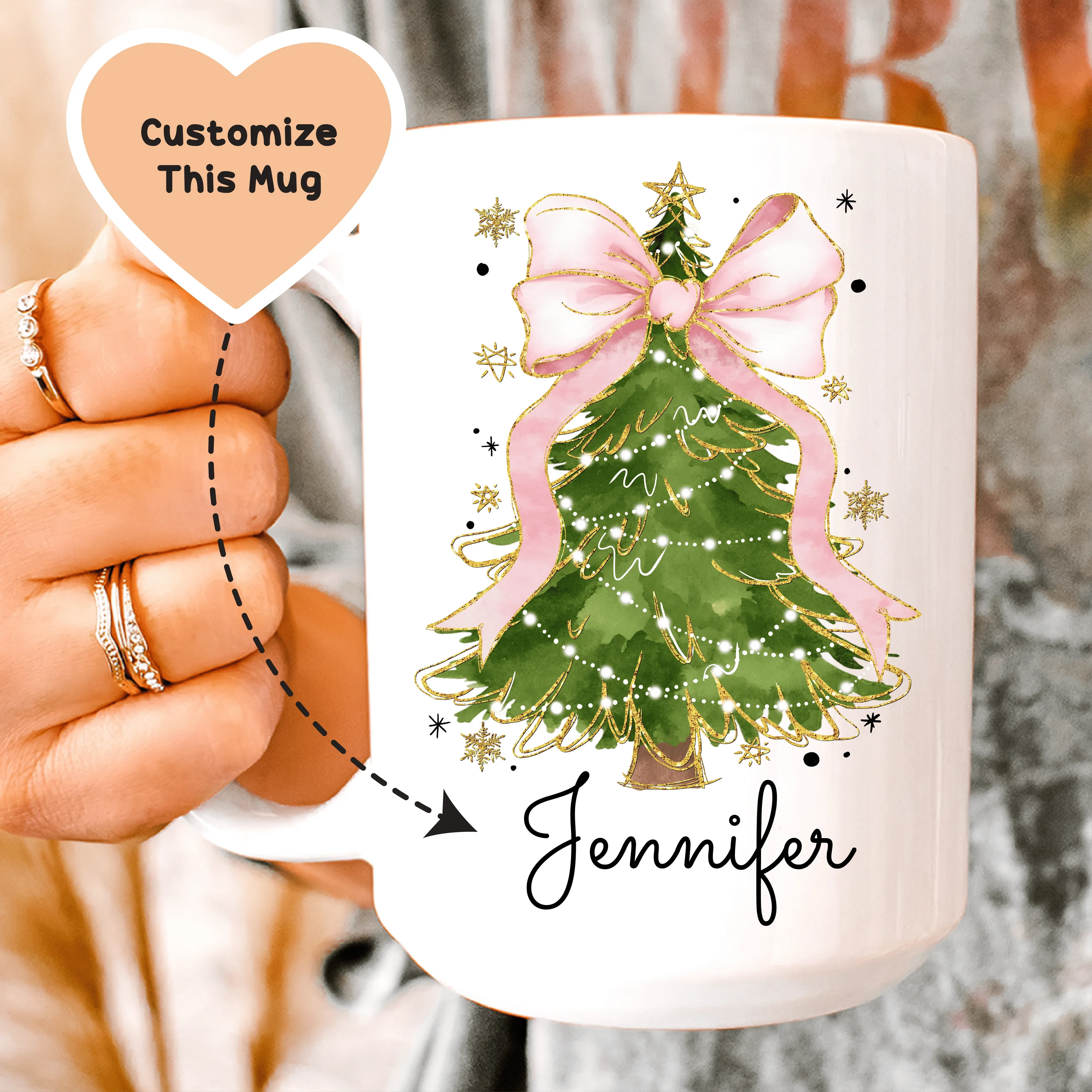 Custom Christmas Tree Bow Mug
