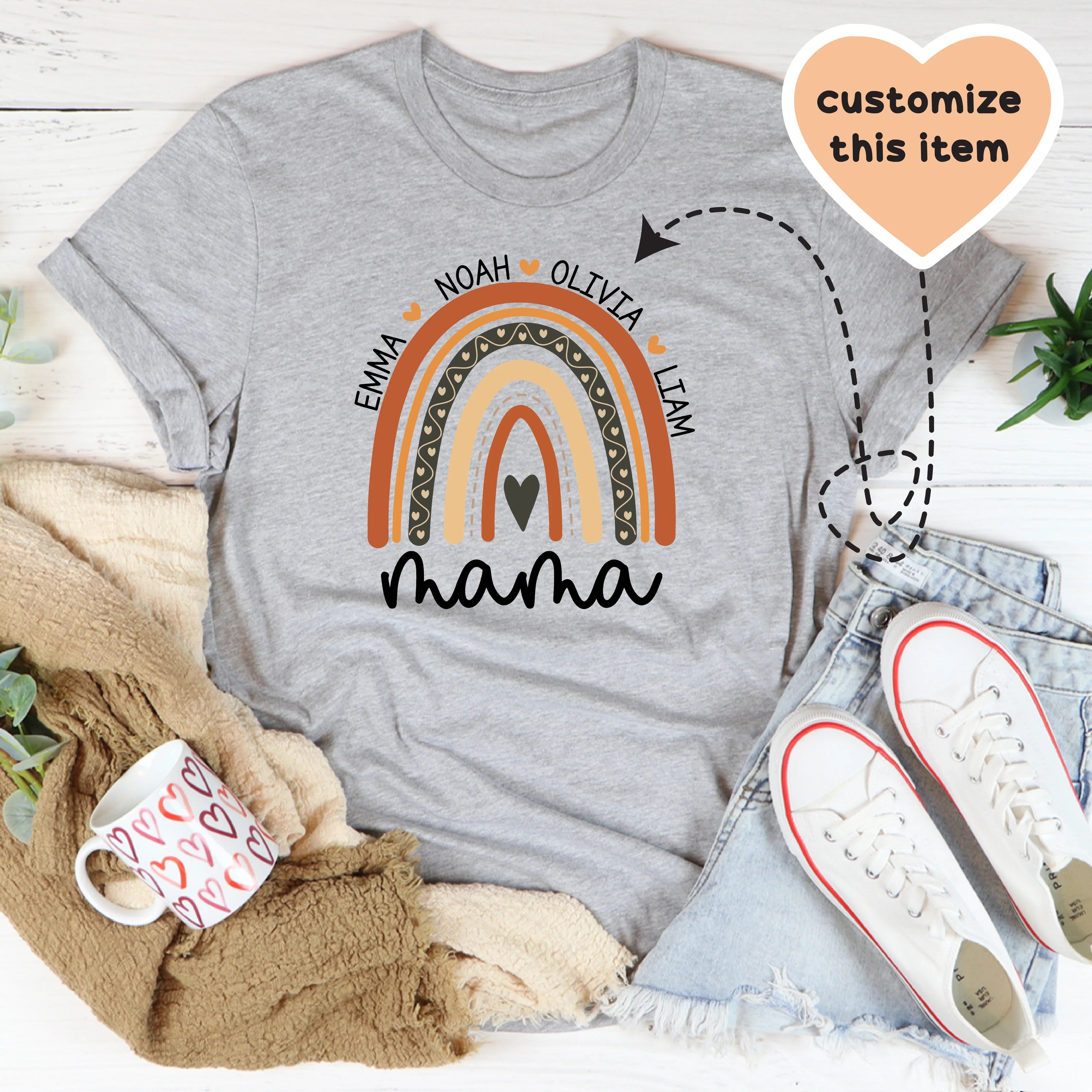 Personalized Mama Boho Rainbow Tee