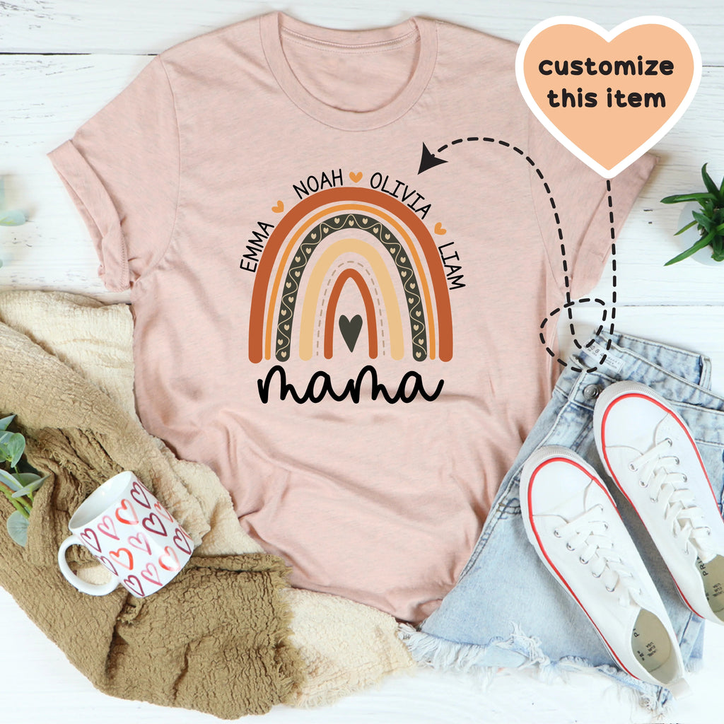 Personalized Mama Boho Rainbow Tee