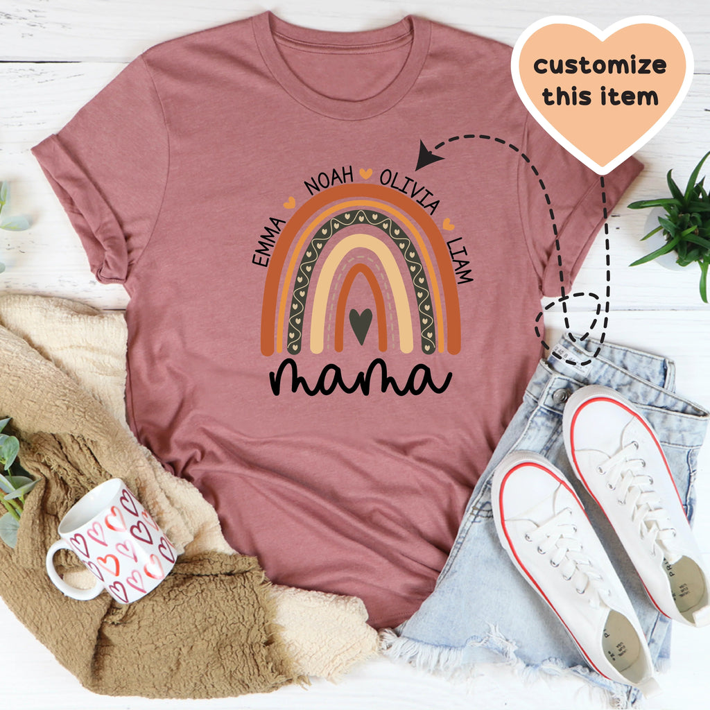 Personalized Mama Boho Rainbow Tee