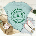 Stay Trippy Little Hippie Floral Peace Sign Tee