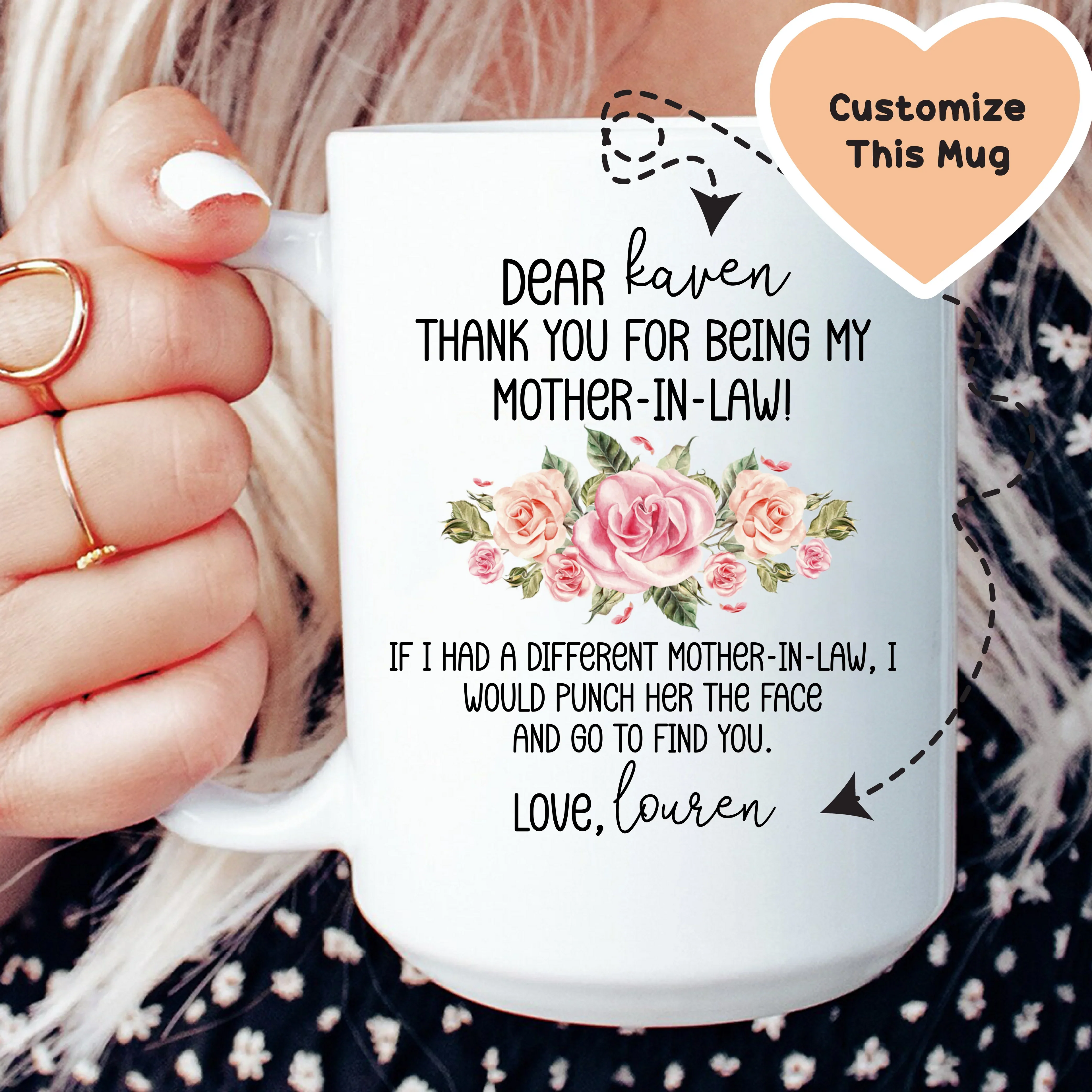 Thank You For Being My Mother In Law Custom Mug
